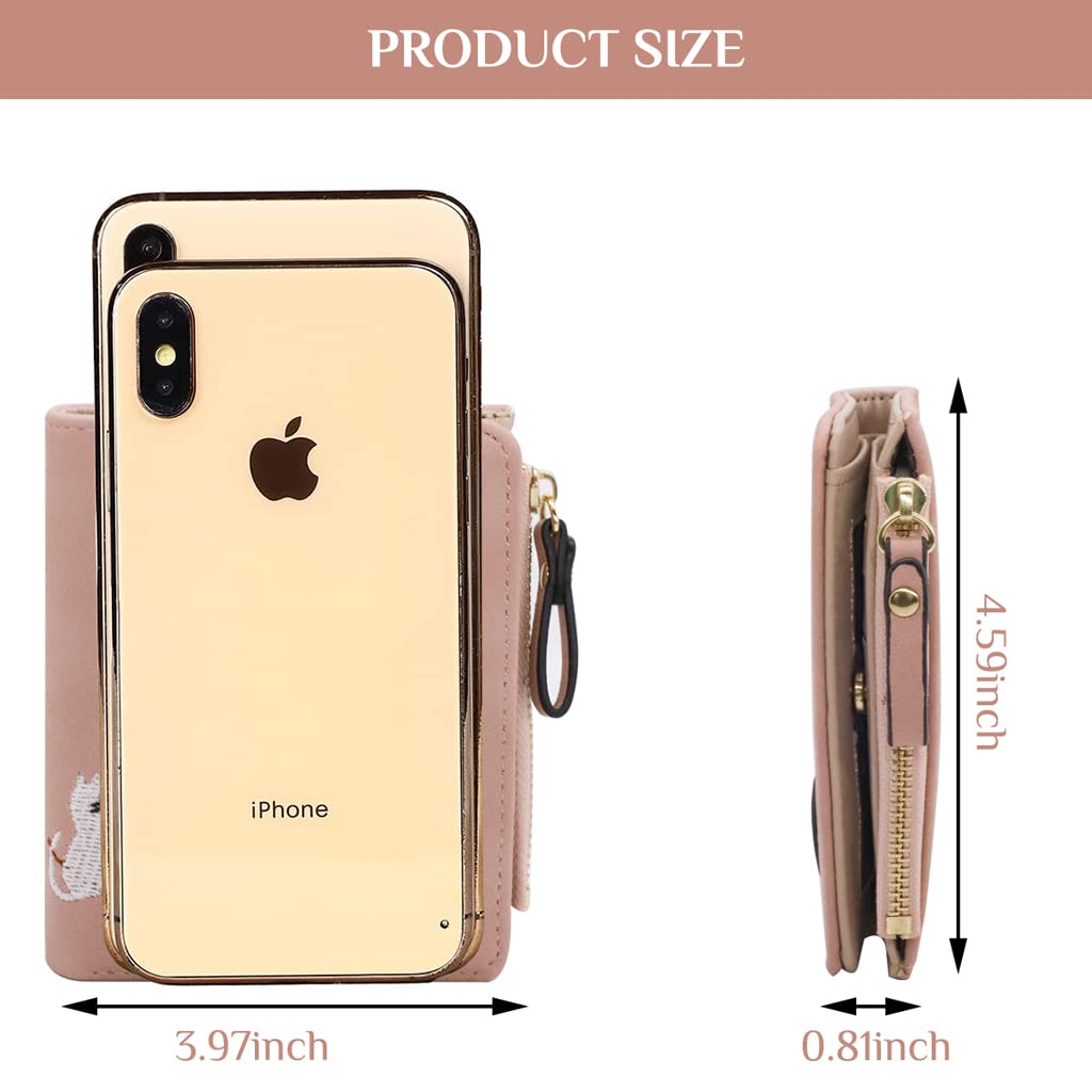 PALAY Wallets for Women Stylish PU Leather Coins Zipper Pocket Cute Mini Animals Embroidery Short Wallet Card Holder Billfold Purse Wallet Gift for Girls (Pink) PALAY Wallets for Women Stylish PU Leather Coins Zipper Pocket Cute Mini Animals Embroidery Short Wallet Card Holder Billfold Purse Wallet Gift for Girls (Pink)